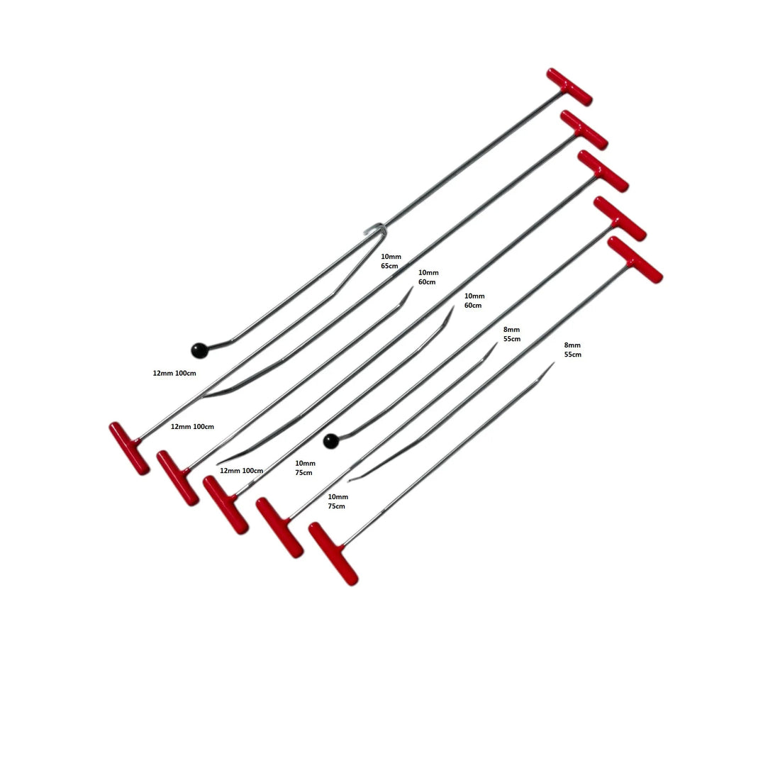 Arklow Edition 10 Pieces White Steel Paintless Dent Repair Rod Set with 2 Interchangeable Tips