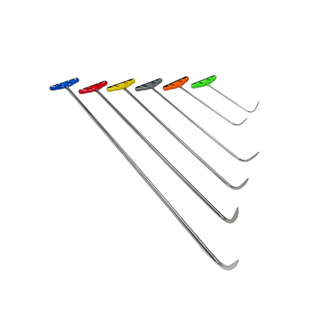 Elvora Edition 6-Piece Sharp Tip Single Bend White Steel PDR Tools – Paintless Dent Repair Rods